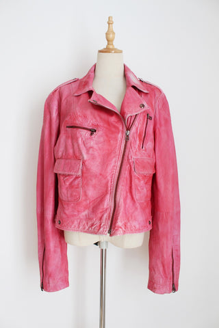 OUI GENUINE LEATHER JACKET PINK - SIZE XL