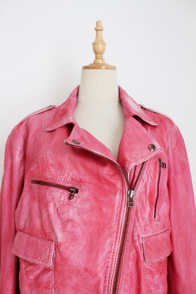 OUI GENUINE LEATHER JACKET PINK - SIZE XL