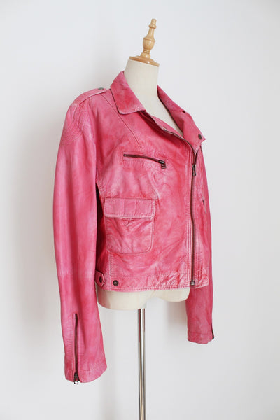 OUI GENUINE LEATHER JACKET PINK - SIZE XL