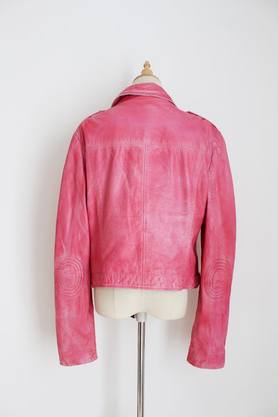 OUI GENUINE LEATHER JACKET PINK - SIZE XL