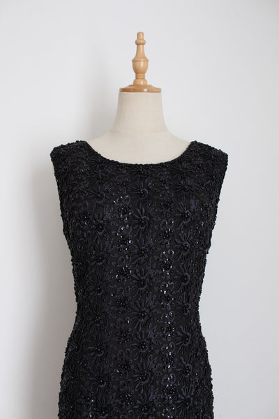 VINTAGE MA CHERIE BEADED DRESS BLACK - SIZE 10