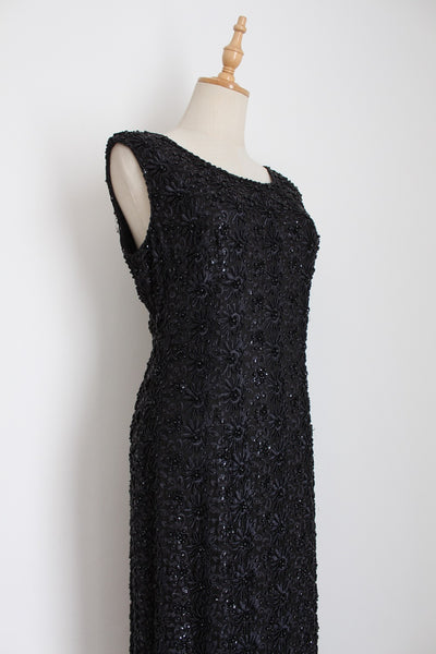 VINTAGE MA CHERIE BEADED DRESS BLACK - SIZE 10