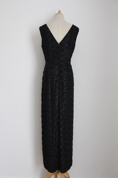 VINTAGE MA CHERIE BEADED DRESS BLACK - SIZE 10