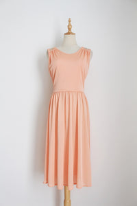 VINTAGE APPLIQUE SHOULDER DRESS PEACH - SIZE 8