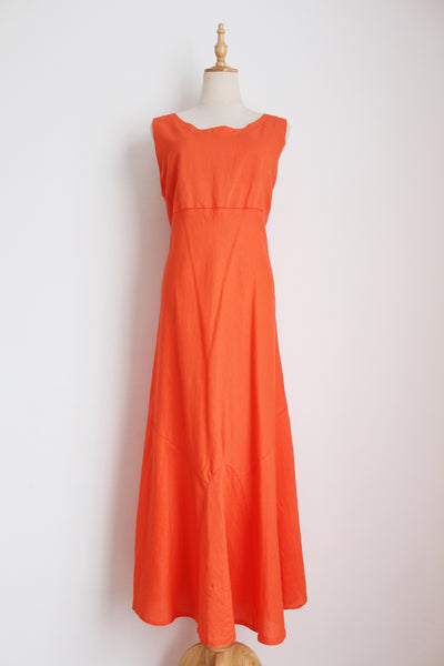 LINEN MAXI DRESS ORANGE - SIZE 14