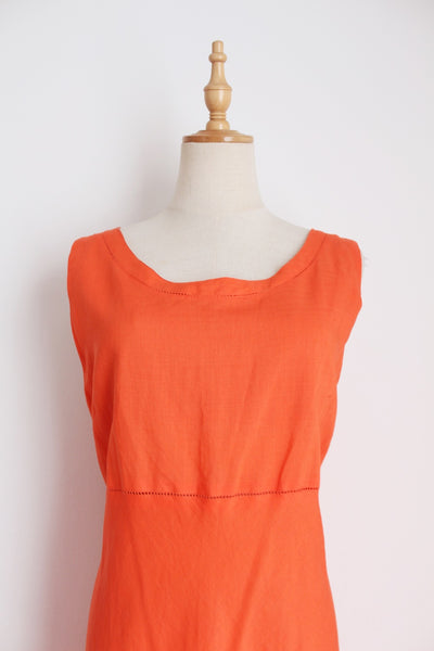 LINEN MAXI DRESS ORANGE - SIZE 14