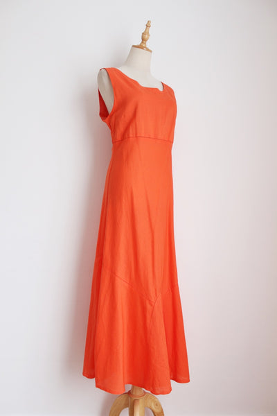 LINEN MAXI DRESS ORANGE - SIZE 14