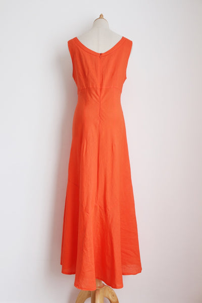 LINEN MAXI DRESS ORANGE - SIZE 14