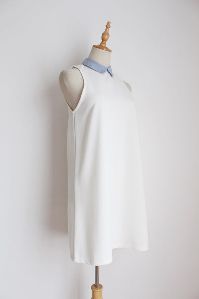 ZARA TRAFALUC SHIFT DRESS WHITE - SIZE 8