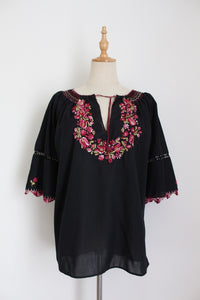 VINTAGE BOHO EMBROIDERY BLOUSE - SIZE 12