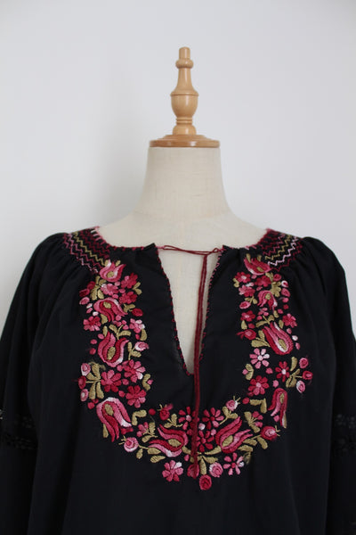 VINTAGE BOHO EMBROIDERY BLOUSE - SIZE 12