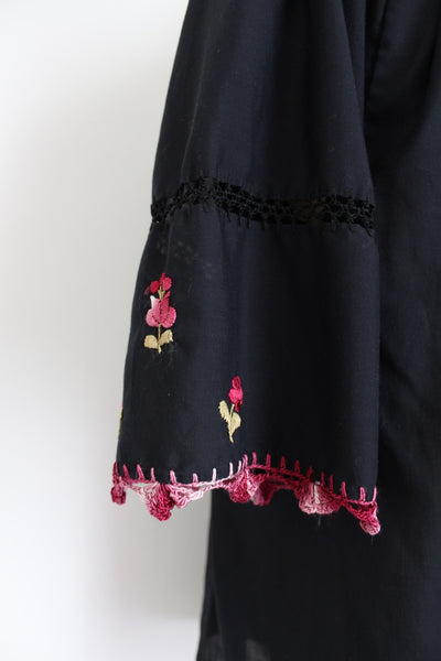 VINTAGE BOHO EMBROIDERY BLOUSE - SIZE 12