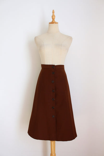 VINTAGE A-LINE BUTTON DOWN SKIRT - SIZE 6