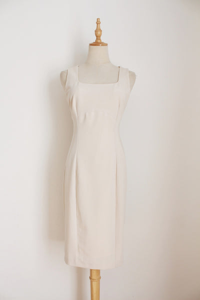 JENNI BUTTON VINTAGE SHIFT DRESS CREAM - SIZE 10