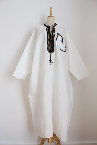 VINTAGE KAFTAN WHITE BLACK - SIZE XL