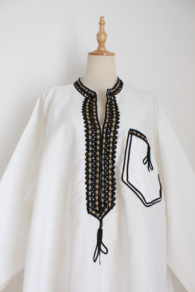 VINTAGE KAFTAN WHITE BLACK - SIZE XL