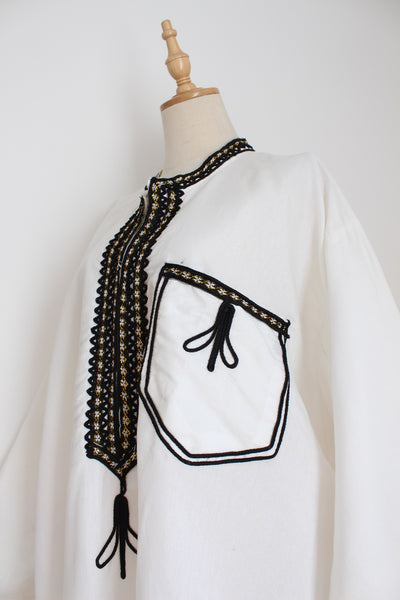 VINTAGE KAFTAN WHITE BLACK - SIZE XL