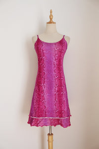 VINTAGE SNAKE SKIN PRINT DRESS PINK - SIZE 8