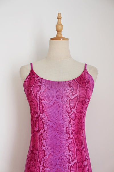 VINTAGE SNAKE SKIN PRINT DRESS PINK - SIZE 8