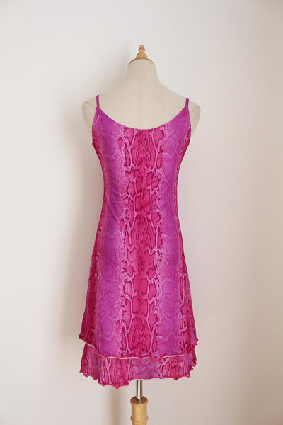 VINTAGE SNAKE SKIN PRINT DRESS PINK - SIZE 8