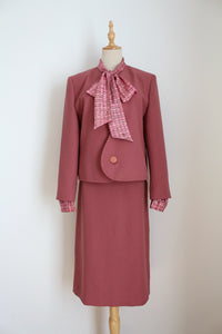 VINTAGE TWO PIECE DRESS JACKET SET PINK - SIZE 10