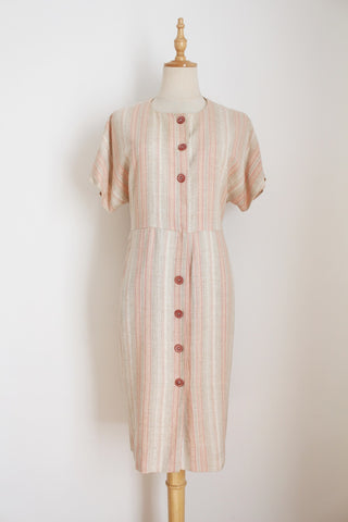 VINTAGE STRIPE BUTTON DOWN DAY DRESS - SIZE 10