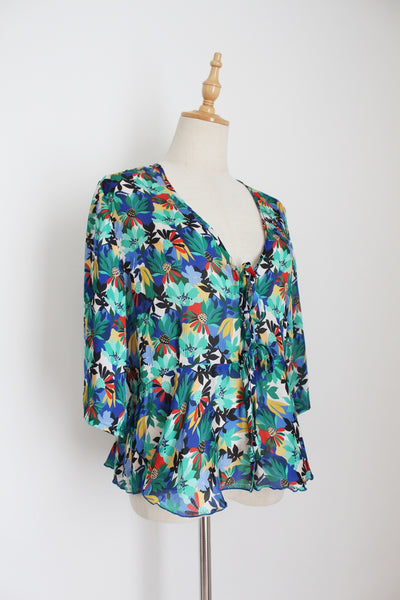 STIG P FLORAL CHIFFON BLOUSE - SIZE 12