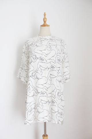 MALENE BIRGER PRINTED SHIRT WHITE - SIZE 14