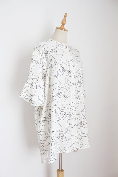 MALENE BIRGER PRINTED SHIRT WHITE - SIZE 14