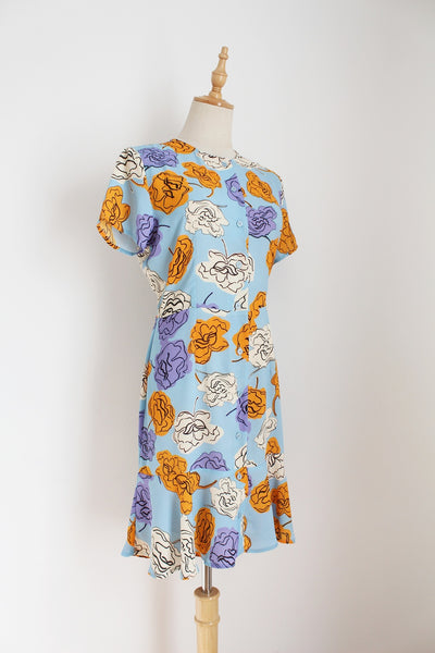 STIG P PRINTED BUTTON DOWN DRESS - SIZE 8