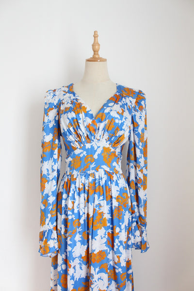 STINE GOYA PRINTED DRESS BLUE - SIZE 8