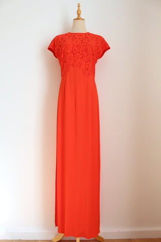 MALENE BIRGER LACE MAXI DRESS CORAL - SIZE 10