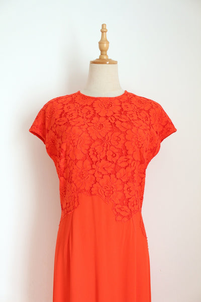 MALENE BIRGER LACE MAXI DRESS CORAL - SIZE 10