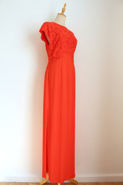 MALENE BIRGER LACE MAXI DRESS CORAL - SIZE 10