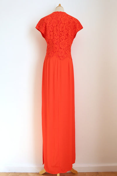 MALENE BIRGER LACE MAXI DRESS CORAL - SIZE 10