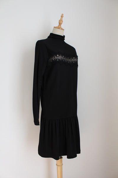 HIGH NECK LACE DRESS BLACK - SIZE 10