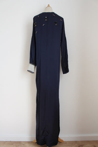 MALENE BIRGER BEADED DRESS NAVY - SIZE 8