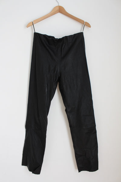 MALENE BIRGER GENUINE LEATHER TROUSERS BLACK - SIZE 10