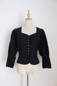 KRUGER DIRNDL VINTAGE SILK JACKET BLACK - SIZE 10