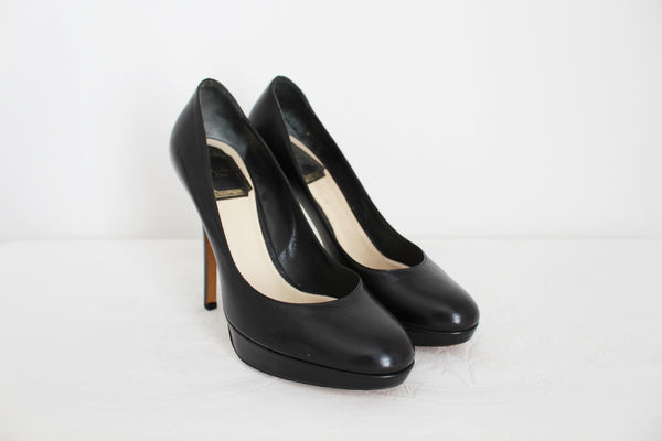 DIOR GENUINE LEATHER HEELS BLACK - SIZE 3