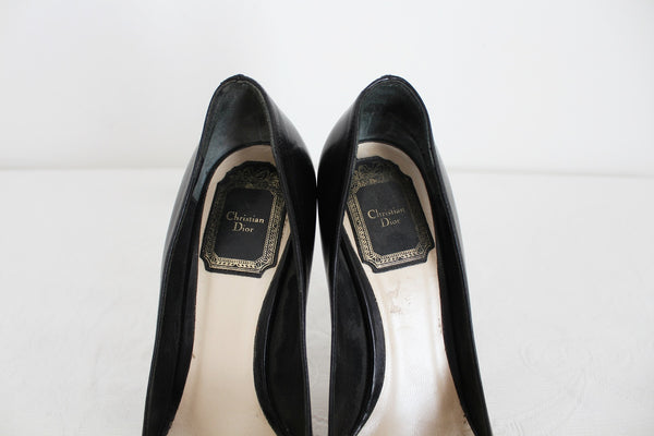 DIOR GENUINE LEATHER HEELS BLACK - SIZE 3