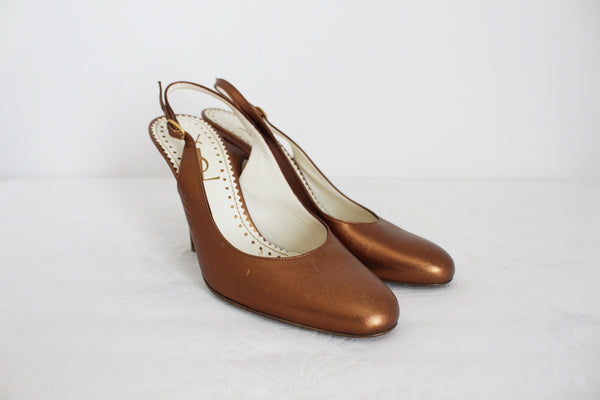 YSL GENUINE LEATHER HEELS COPPER - SIZE 4.5