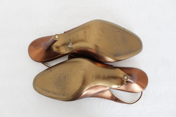 YSL GENUINE LEATHER HEELS COPPER - SIZE 4.5