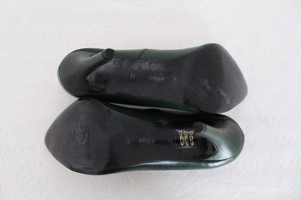 STIG P GENUINE LEATHER HEELS GREEN - SIZE 7