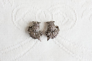 VINTAGE SILVER MARCASITE THISTLE CLIP-ONS