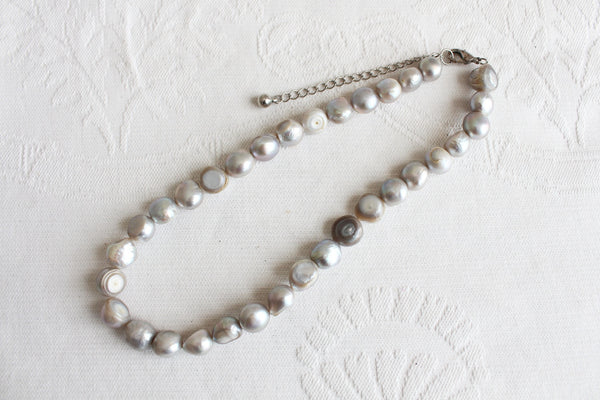 GENUINE FRESHWATER PEARL NECKLACE GREY