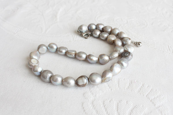 GENUINE FRESHWATER PEARL NECKLACE GREY