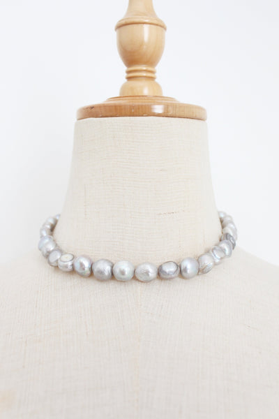 GENUINE FRESHWATER PEARL NECKLACE GREY