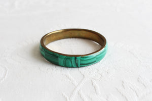 VINTAGE GENUINE MALACHITE BRASS BANGLE