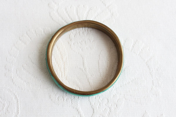 VINTAGE GENUINE MALACHITE BRASS BANGLE